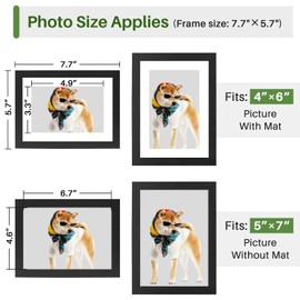 WenYa 5x7 Black Photo Frames, 4 Pack 7x5 Picture Frames Tabletop Horizontal Vertical Picture Frames for Family Pictures 4x6 with Mat or 5x7 without Mat