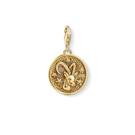 Thomas Sabo Men Women Charm Pendant Zodiac Sign Capricorn Charm Club 925 Sterling silver 18k yellow gold plating 1661-414-39