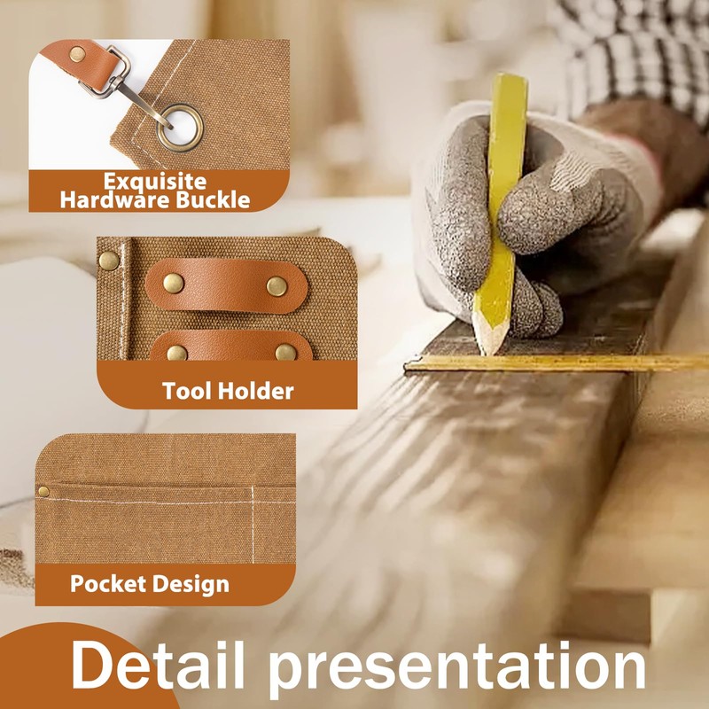 INMTIE Adjustable men's heavy-duty work apron, thick wax canvas woodworking