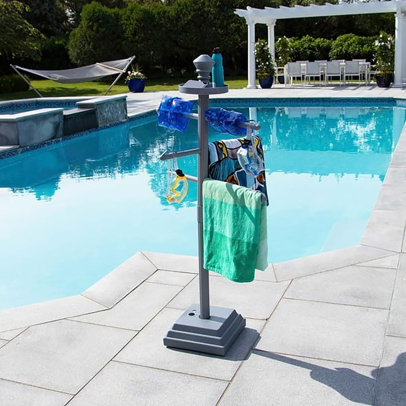 SWIMLINE HYDROTOOLS 89033 Premium Free Standing Poolside Valet Towel Rack