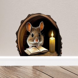 5x Mouse Wall Sticker, Kids Room Decor, Teacher Gift, Book Lover, Mouse Reading Decor, Book Mouse Sticker, Mouse Wall Decal, Gift for Teacher, Book Lover Gift Idea, Playroom Decor, 3.9inch