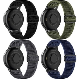 EverAct 4 Pack Stretchy Nylon Band Compatible with Garmin Vivoactive 6/Vivoactive 5/3/3 Music, 20mm Loop Elastic Fabric Sport Straps for Venu Sq 2/Venu 2 Plus & Forerunner 165/55/245/645 Music