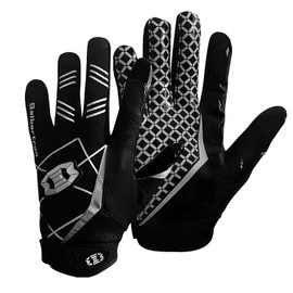 Seibertron Pro 3.0 Football Gloves Rugby Football Gloves Elite Ultra Stick Sports Receiver Youth Adult Sports Gloves (Black, Medium)