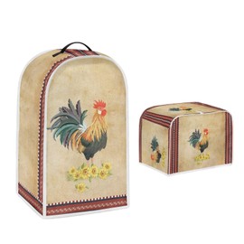 DISNIMO Sunflower Rooster 4 Slice Toaster Cover, Kitchen Appliance Dust Protector, Stand Mixer or Coffee Maker Cover, Fingerprint Protection, Set of 2