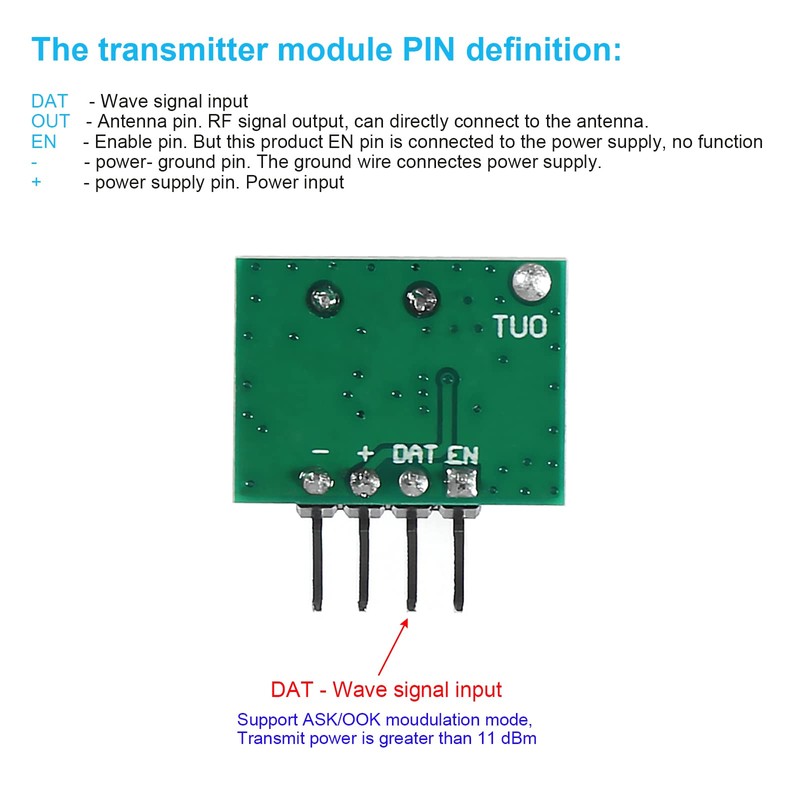 QCCAN 5pcs 433mhz Wireless RF Transmitter and Receiver with Antenna
