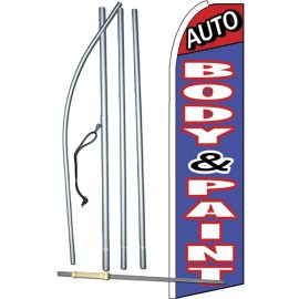 NeoPlex Auto Body & Paint Flag with Flag Pole and Spike