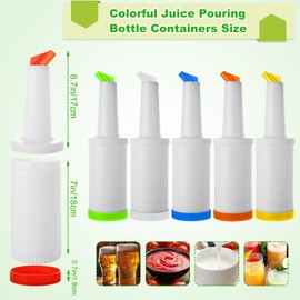 6Pack Fruit Juice and Liquor Pour Bottles, Colorful Juice Pouring Bottle Containers, Plastic Juice Pour Bottles for Liquor Juice, Plastic Juice Dispensers for Home Party Bar Kitchen Supplies