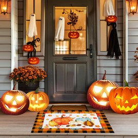 Fall Welcome Mat for Front Maple Leaf Pumpkin Fall Decoration Doormat Non-Slip Entrance Mat for Home Bedroom Living Room Outside Yard Floor Patio 17.9" x 29.9"