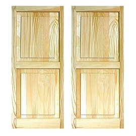 LTL Home Products SHP39 Exterior Solid Wood Raised Panel Window Shutters, 15 x 39 Inches, Unfinished Pine