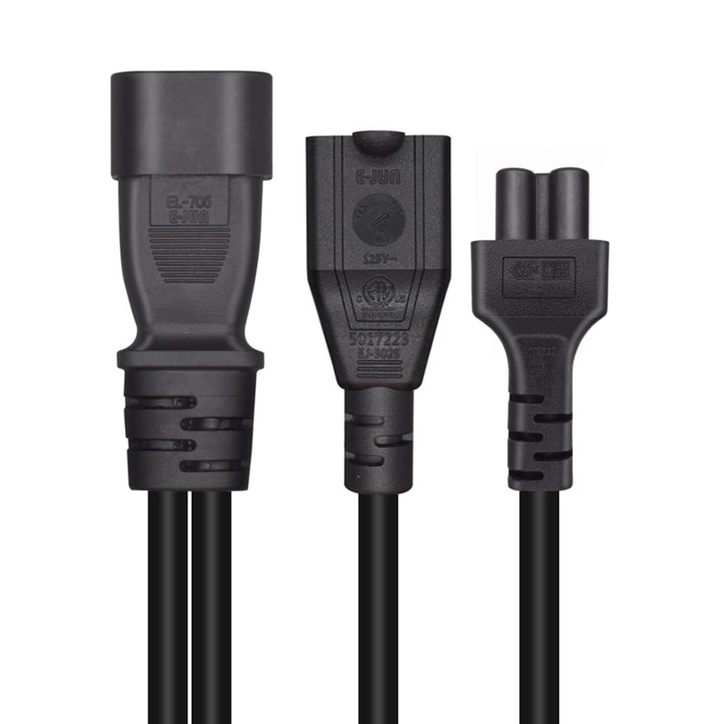 JORINDO 0.32M/1FT C14 to C5+5-15R Y Splitter Power Plug Cord,IEC32C0