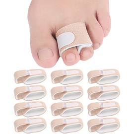 12 Pack Fabric Hammer Toe Corrector Straightener, Reusable Broken Toe Tape Buddy Straps Wraps Splints Lined with a Cushioning Latex Foam Layer for Crooked Bent Toes Support Protector(1 Inch Wide)