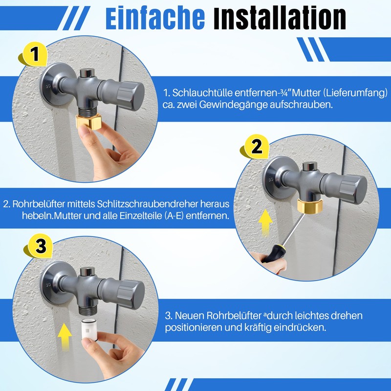 Enhon Plug-In Pipe Aerator Compatible with Kemper Frost-Proof Outdoor Fitting