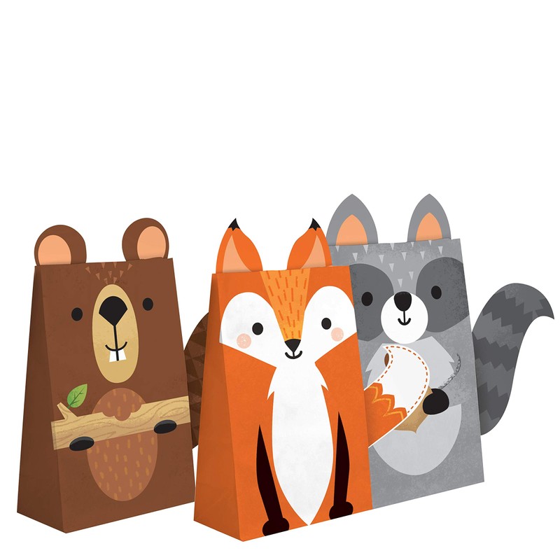 Creative Converting Wild One Woodland Paper Treat Bags, 8 ct,
