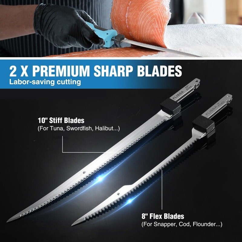 FLISSA Cordless Electric Fillet Knife Rechargeable Electric Knife w/Non-Slip Handle
