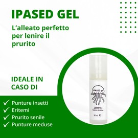 Ipased Gel Dopo Puntura Zanzare, Meduse e Insetti, con Aloe Vera e Olio di Menta Piperita, Per un Sollievo Immediato, 30 ml