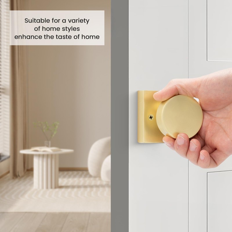 goldenwarm Gold Dummy Door Knobs, Zinc Alloy Square Ball Brushed
