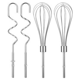 Hand Mixer Attachments Egg Beater Blending Rod Dough Hook Whisk Blender Attachments 4Pcs Stainless Steel Universal Mixer Accessories for Kitchenaid Hand Mixers