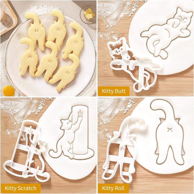 Cat Cookie Cutters, Plastic Cookie Cutter, 3D DIY Fondant Cookie