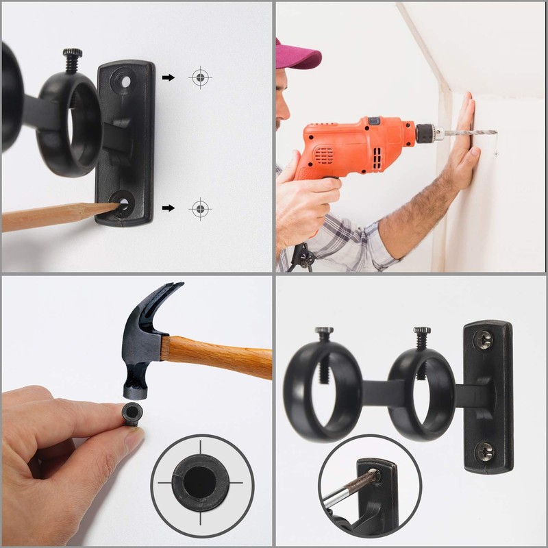 Goowin Curtain Rod Bracket, 3pcs Adjustable Curtain Rod Holder, Double