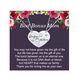 Mothers Day Necklace for Mom Dainty Mother Daughter Necklace Mothers Day Gifts for Mom Mama Letter Necklace Trendy Heart Necklace for Girlfriend Soulmate Mother in Law Stepmom Grandmom Bonus Mom Mother of the Groom