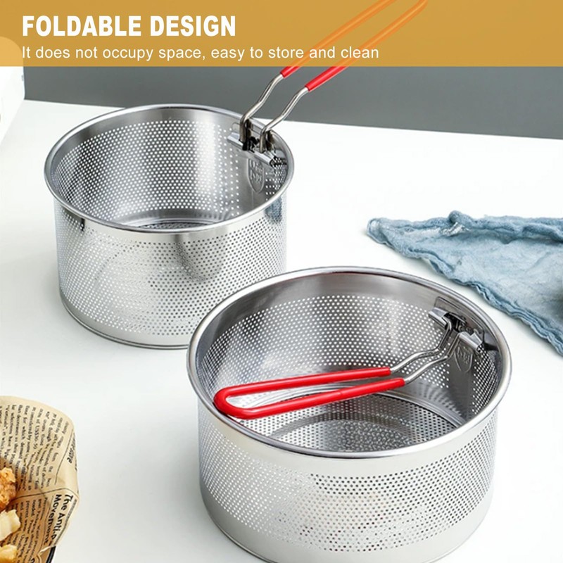 Frying Basket, Stainless Steel Pasta Basket, Fryer Basket with Long