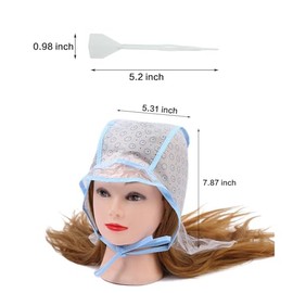 Gorro de tinte para teñir el cabello, 6 piezas con agujas de ganchillo | Clear hair tinting cap, disposable, highlight tipping cap, salon and home use