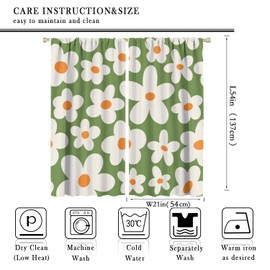 ZhiRain 70'S Style Vintage Boho Curtains Retro Groovy Flowers Aesthetic Naive 60'S Mid Century Blackout Rod Pocket Curtains for Bedroom Living Room Decor Window Drapes 2 Panel Set 42x54 Inch