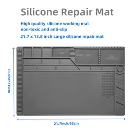 Kaisiking Magnetic Repair Work Mat Large Silicone Soldering Mat Heat Resistant 932°F Solder Mat for Soldering, Electronics, Computer Cellphone Repair, BGA Soldering Gun Iron Workbench Protection S180