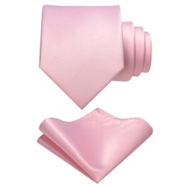 RBOCOTT Blush Pink Tie and Pocket Square Necktie Set for Men(24)