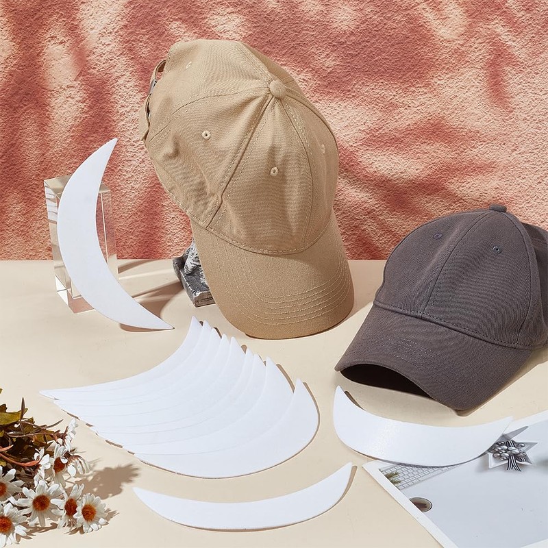 BENECREAT 16Pcs White Brim Hat Brim Stiffeners, Cap Visor Insert