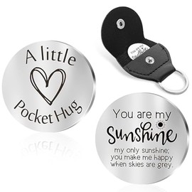 Brainy Pocket Hug Token for Boyfriend Girlfriend Long Distance Relationship Keepsake Stainless Steel Double Sided Lover Gift with Keychain Souvenirs for Son Daughter Brother