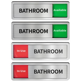 Bathroom Sliding Door Signs, Restroom Signs for Business Vacant Occupied Restroom Sign In Use/Available Slider Sign for Home Office Or Public Bathroom Door, Brushed Silver Stainless Steel