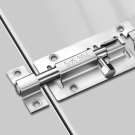 YUOIP® 3" Gate Bolt Sliding Lock Barrel Bolts Stainless Steel Safety Door Latch (2 Pack)(Stainless Steel Screws)