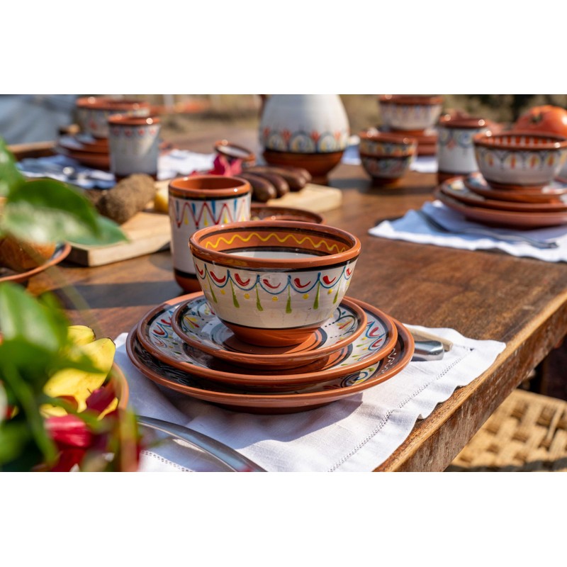 Cactus Canyon Ceramics Salsa Bowls - Spanish Terracotta White Decor
