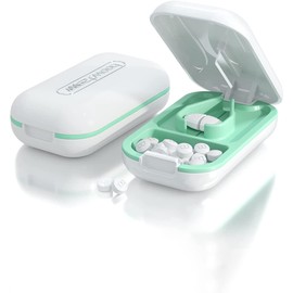 Small Pill Cutter, Pill Splitter Pill Cutter for Small or Large Pills, Cuts Vitamins Tablets, Portable Pretty Pill Crusher for Purse Pocket (Pill Cutter, White)