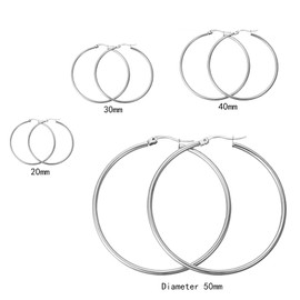 Kstudent 4 Pairs Big Silver Hoop Earrings for Women Girls,925 Sterling Silver Post Big Hoop Earrings for Women,Stainless steel Large Hoop Earrings Set 20/30/40/50MM