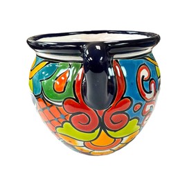 Talavera Michoacana Planter Pot Mexican Pottery Folk Art Home Decor Indoor Handmade Southwestern Outdoor Multicolor Hand Painted 8.75"