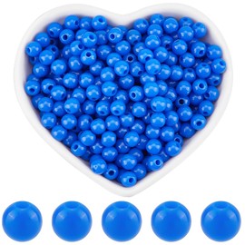 SOFPLATE 1000Pcs Smooth Round Blue Bead 6mm Acrylic Opaque Beads Bulk Small Plastic Spacers Loose Ball Findings for Jewellery Making Bracelets Necklaces Earrings Supplies DIY Craft Beginner