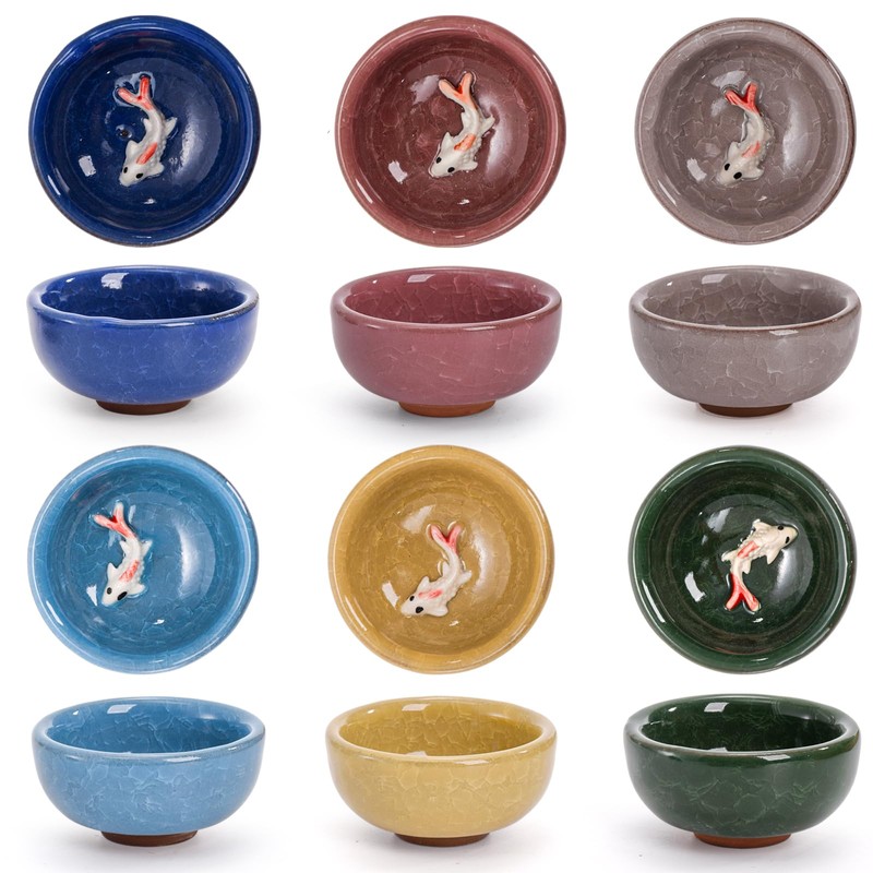Foraineam 12 Pieces Ceramic Sake Tea Cups, Korean Soju Shot