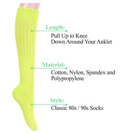 sockfun Neon Green Socks Slouch Socks Women, Slouchy Scrunch Scrunchy Socks