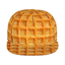 ESXPNVN Funny Food Pattern Baseball Cap Waffles Snapback Hat for Men Women, Hip Hop Style Fashion Flat Bill Hats Adjustable Trucker Hat