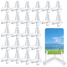 BFSYRR 24 Pcs Card Display Stand, Display Stand, Sturdy and Stable, Premium Acrylic Display Stand, Versatile Use Mini Easel, for Pound Coin Holder Playing Card Holder Trading Card Stand(2.1Inch)