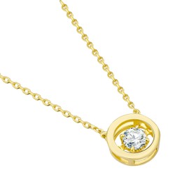 18K Yellow Gold Plated Silver Necklace With 0.30 Carat Total Weight Lab Grown Diamond (E-F Color, Round Brilliant Shape, VS Clarity) Necklace For Women, Gift For Her Jewelry For Women