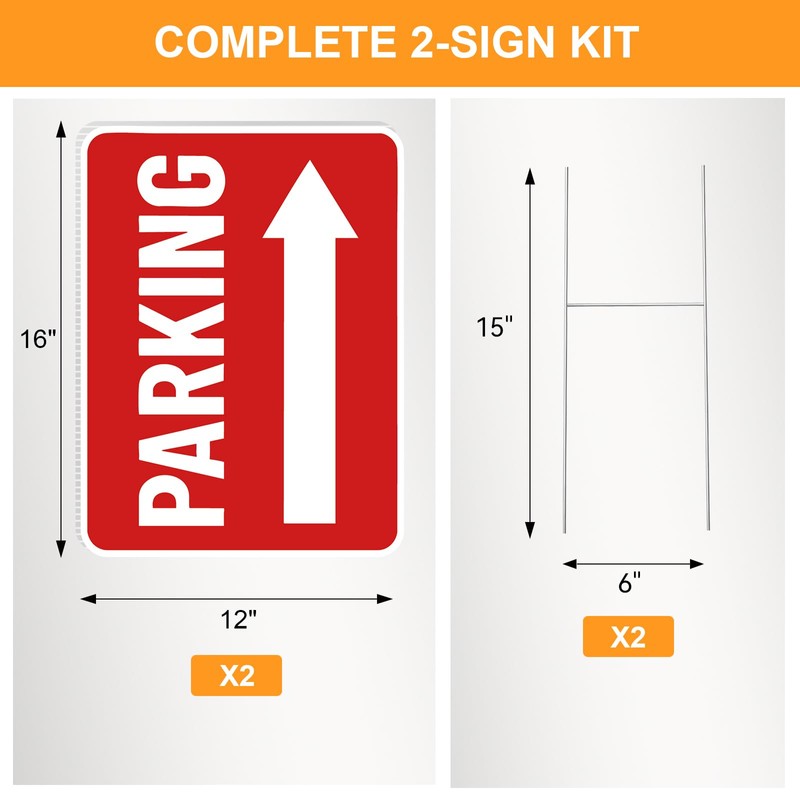 Parking Sign 2 Pack, 16"x12" Parking Signs for Outside Event,