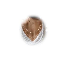 Pearl Back Chain Necklace Wedding Bridal Silver Gold Layered Backdrop Body Chain for Women Backless Dress (Gold)