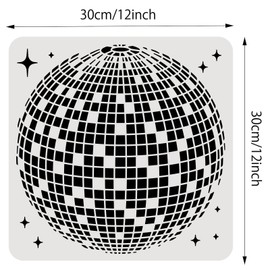 BENECREAT Disco Ball Stencil, 12x12inch Dancing Party Shiny Ball PET Painting Templates Drawing Stencils for Scrapbooking, Floor Furniture, Wall Art
