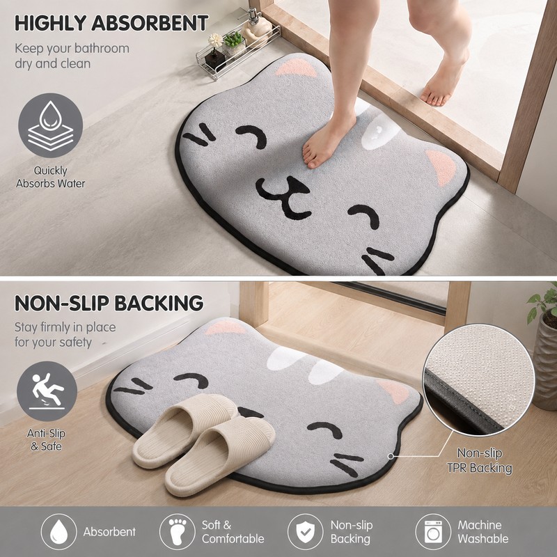 Bathroom Floor Mat for Toilet and Shower Room – Soft
