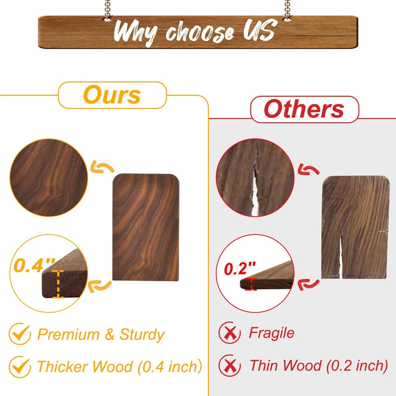 VIVTOB Book Ends, Black Walnut Wooden Bookends for Shelves -