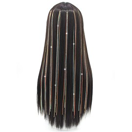 Shinon-borla de cristal accesorios para el cabello Pinzas para el cabello Cadenas con clips Cadena de extensión de cabello colorido Brillante Rhinestones Cadena larga Postizo Accesorios para el cabell