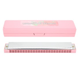 Professional Mouthorgan Harmonica Diatonic Harp C Key Stainless Steel Cover Plate 24‑HolePink